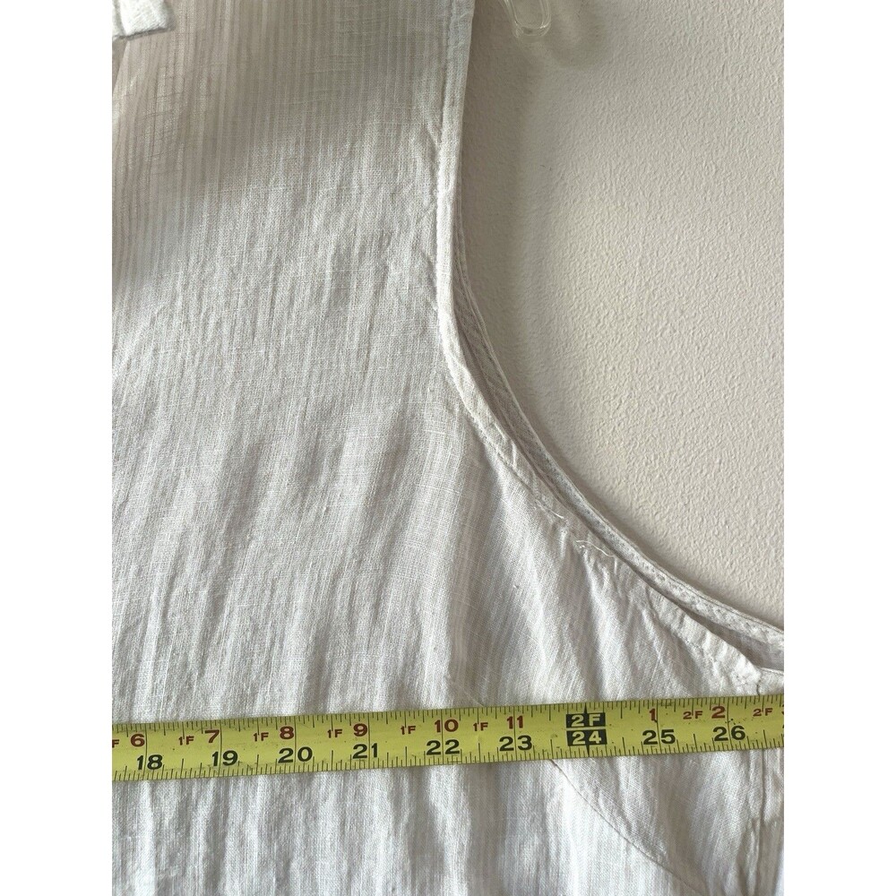 Tahari 100% Linen Dress Oversized Sleeveless Natural Stripe Coastal Lagenlook - Picture 3 of 7